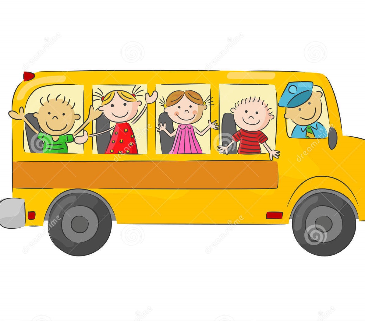 happy children cartoon school bus illustration 54300431